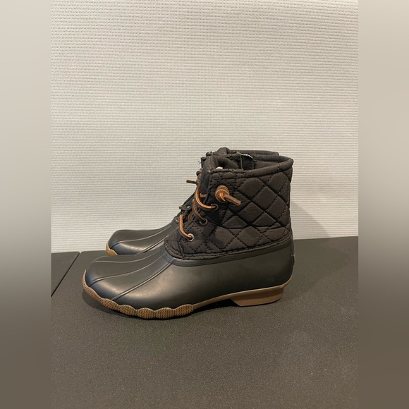 Sperry Black Matte Children Salwater Water Resistant Boots - Picture 2 of 7
